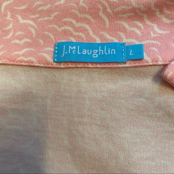 J. McLAUGHLIN TOP PINK WHITE BUTTONS COLLAR 3/4 SLEEVE SIZE L - Picture 9 of 11